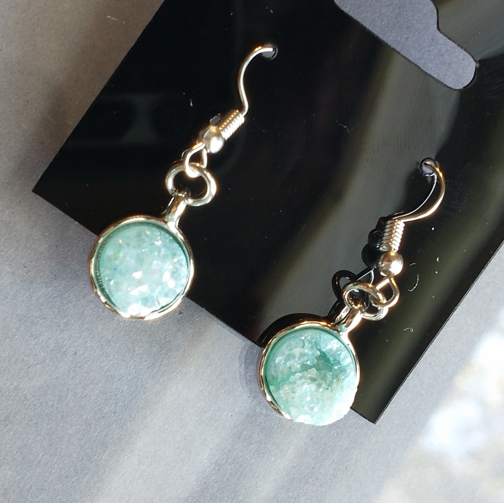 Icy blue druzy drop earrings